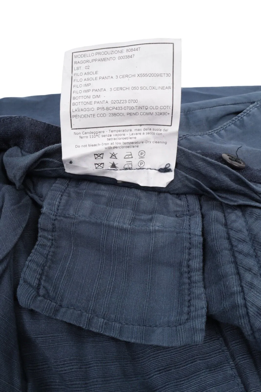 Men's BOGLIOLI Navy Blue Cotton Dyed Chino Pants Trousers Size 46 R / 30