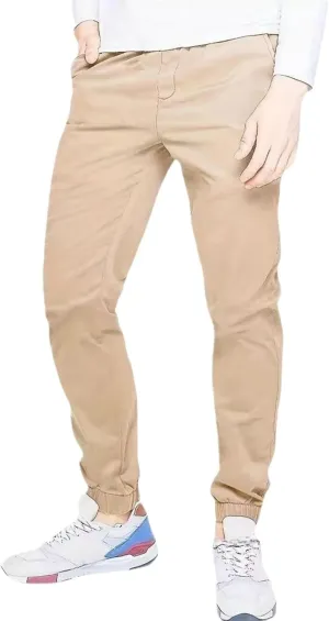 Mens Casual Chino Jogger Pants, Straight Fit Lightweight Stretch Athletic Pants with Pockets, for Hiking Activities