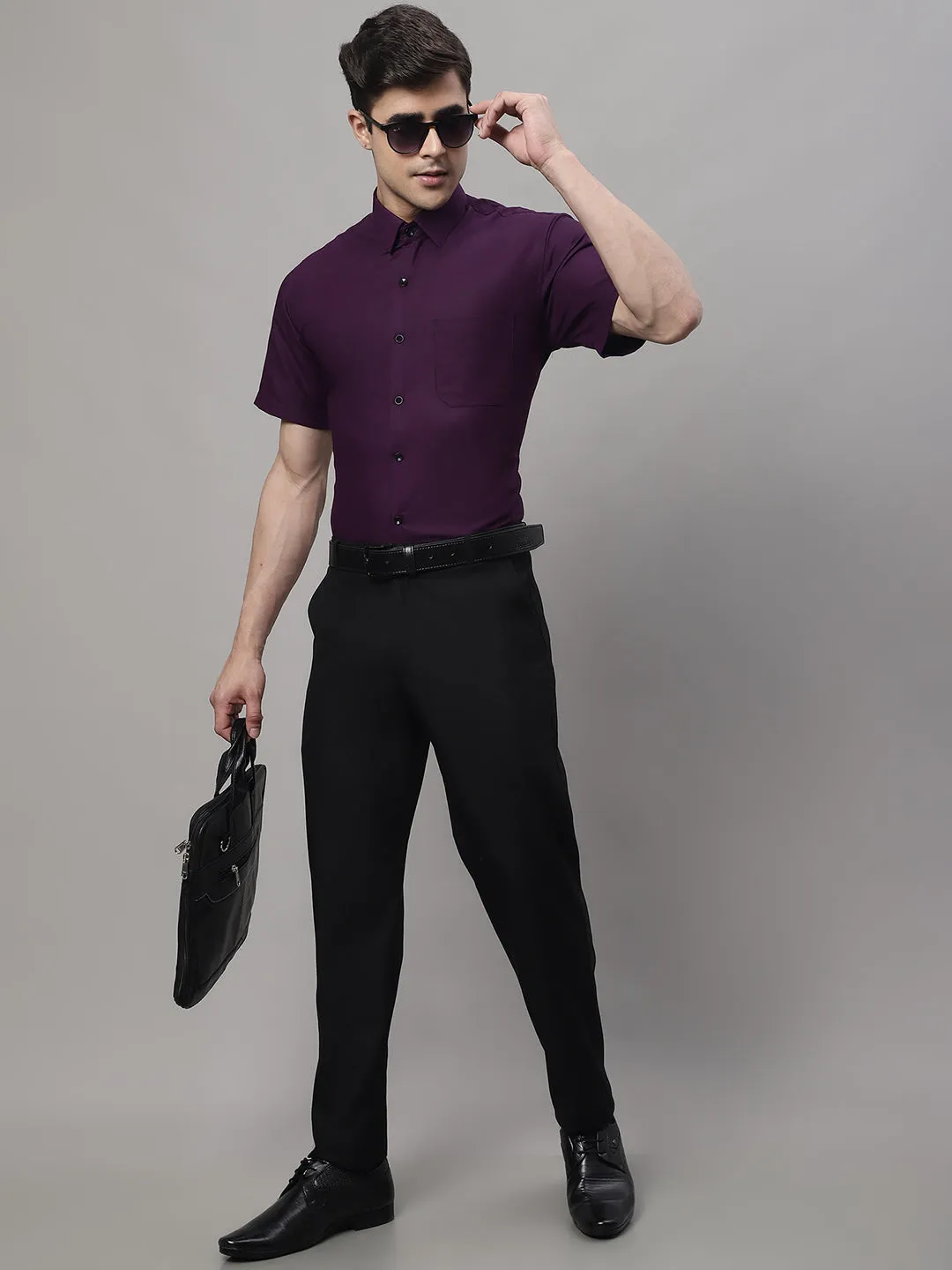 Men'S Cotton Half Sleeves Solid Formal Shirts