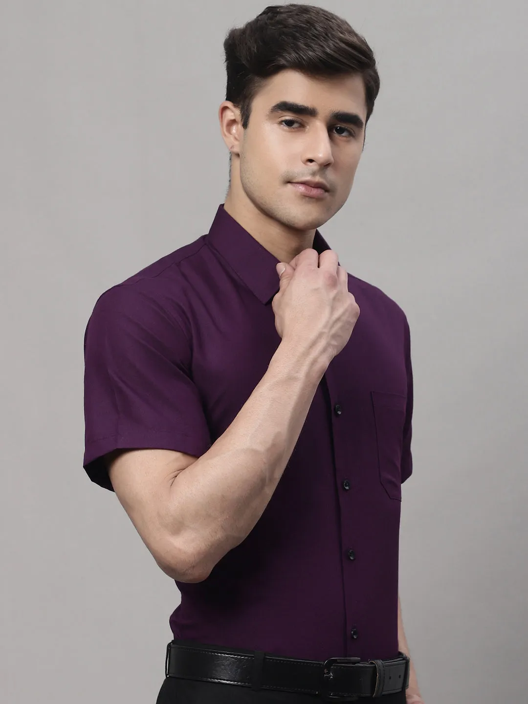 Men'S Cotton Half Sleeves Solid Formal Shirts