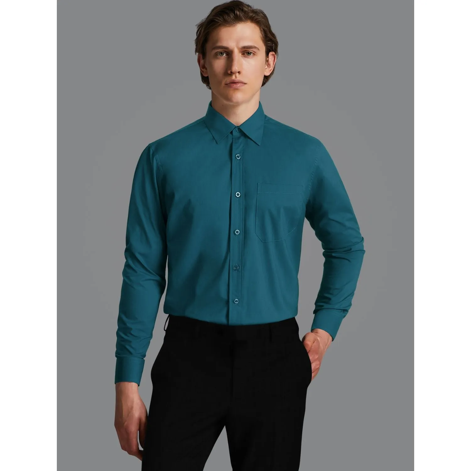 Men's Dress Shirt with Pocket - TEAL