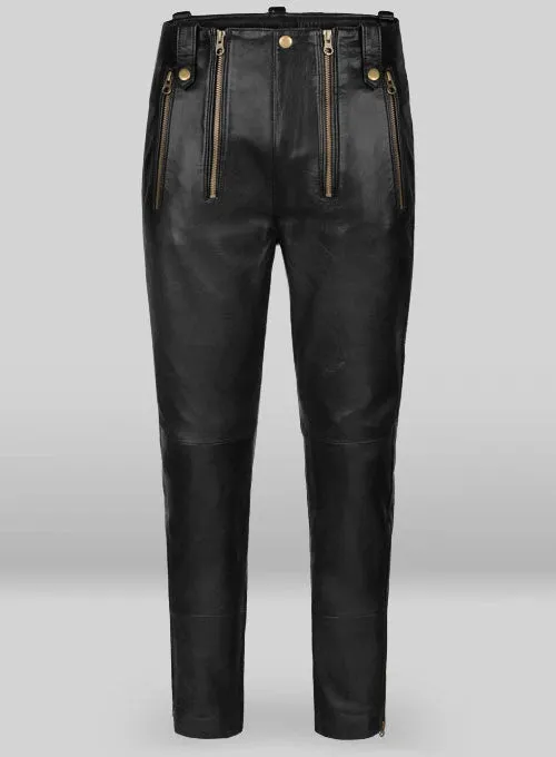 Men's Genuine Leather slim fit Anchor Jeans Pants
