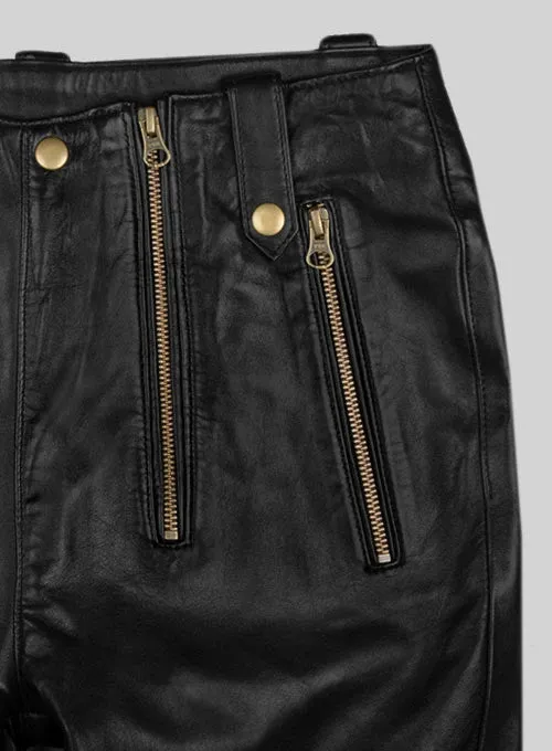 Men's Genuine Leather slim fit Anchor Jeans Pants
