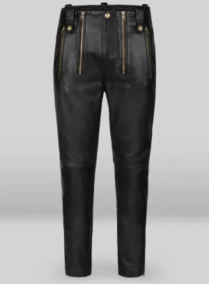 Men's Genuine Leather slim fit Anchor Jeans Pants