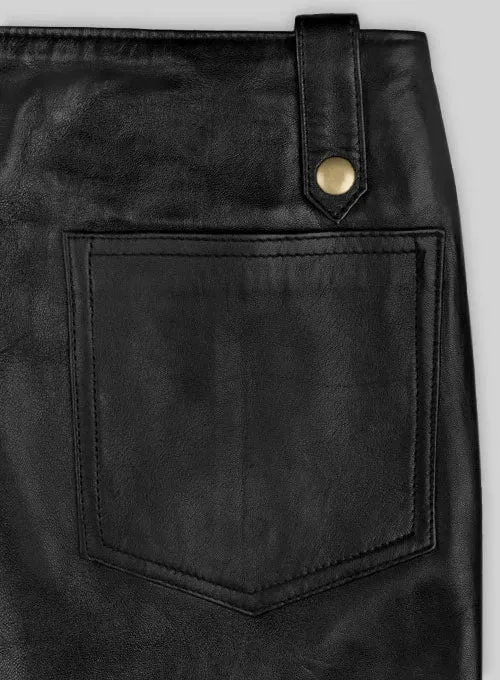 Men's Genuine Leather slim fit Anchor Jeans Pants