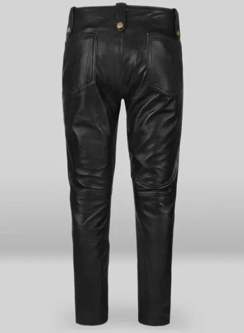 Men's Genuine Leather slim fit Anchor Jeans Pants