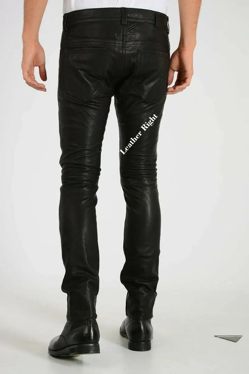Men's Pure Lamb Leather slim fit trouser pants