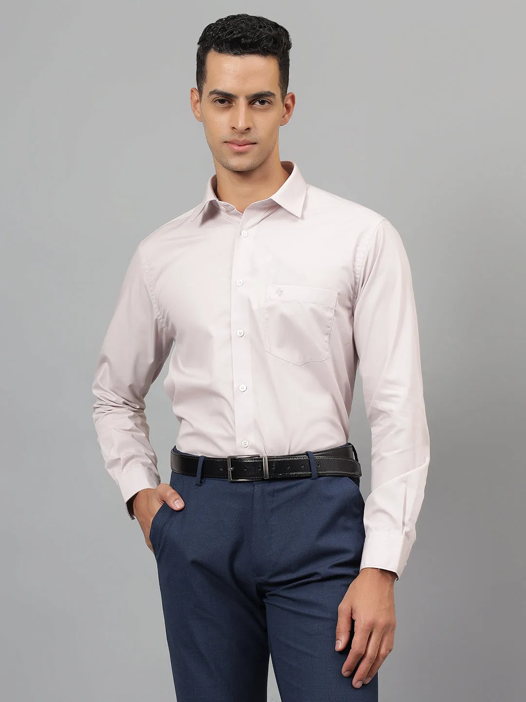 Men's Purple Solid Full Sleeves Formal Shirt