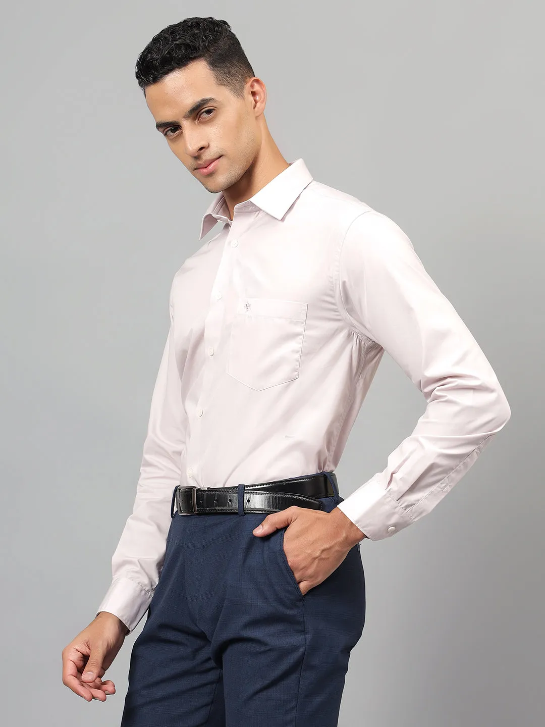 Men's Purple Solid Full Sleeves Formal Shirt