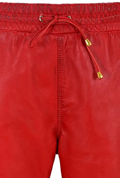 Men's Red Leather Joggers pants