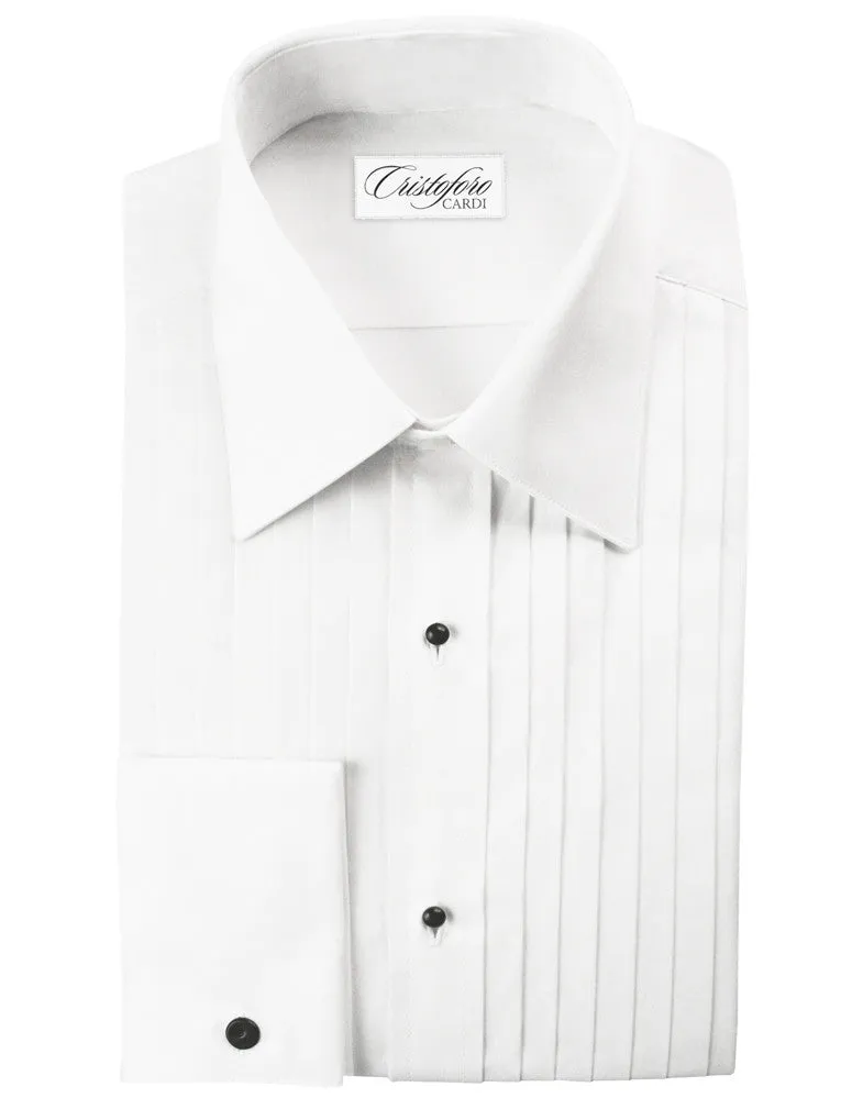 Men's White Big & Tall Tuxedo Shirt - Pleated, Laydown Collar & French Cuffs