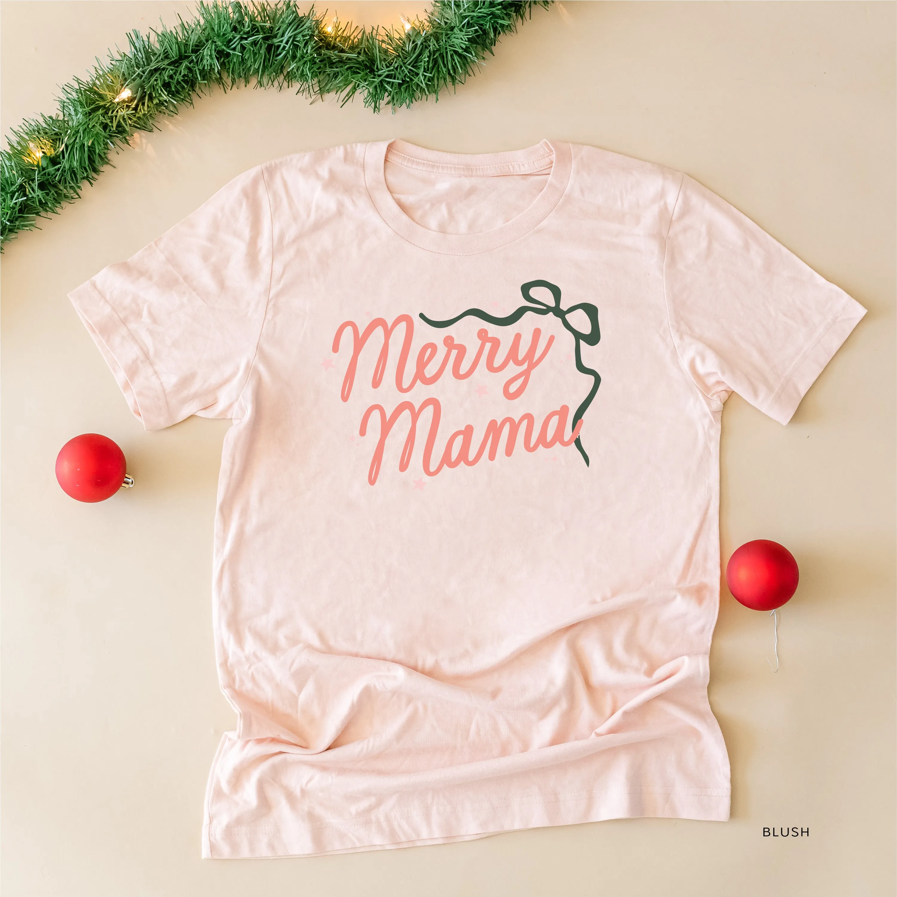 Merry Mama With Bow and Stars - Unisex Tee