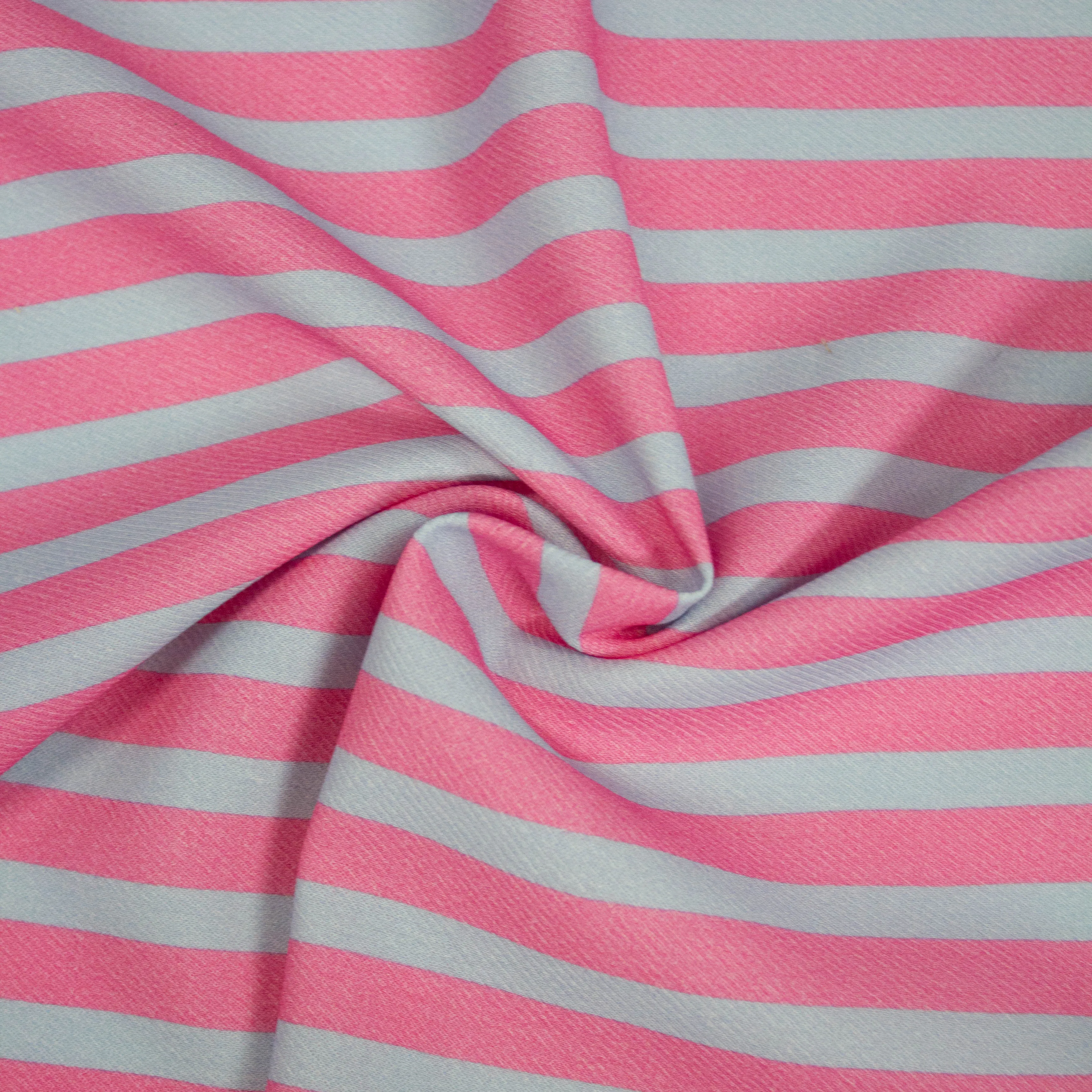 Mitch Pink & Dusty Blue Striped Viscose