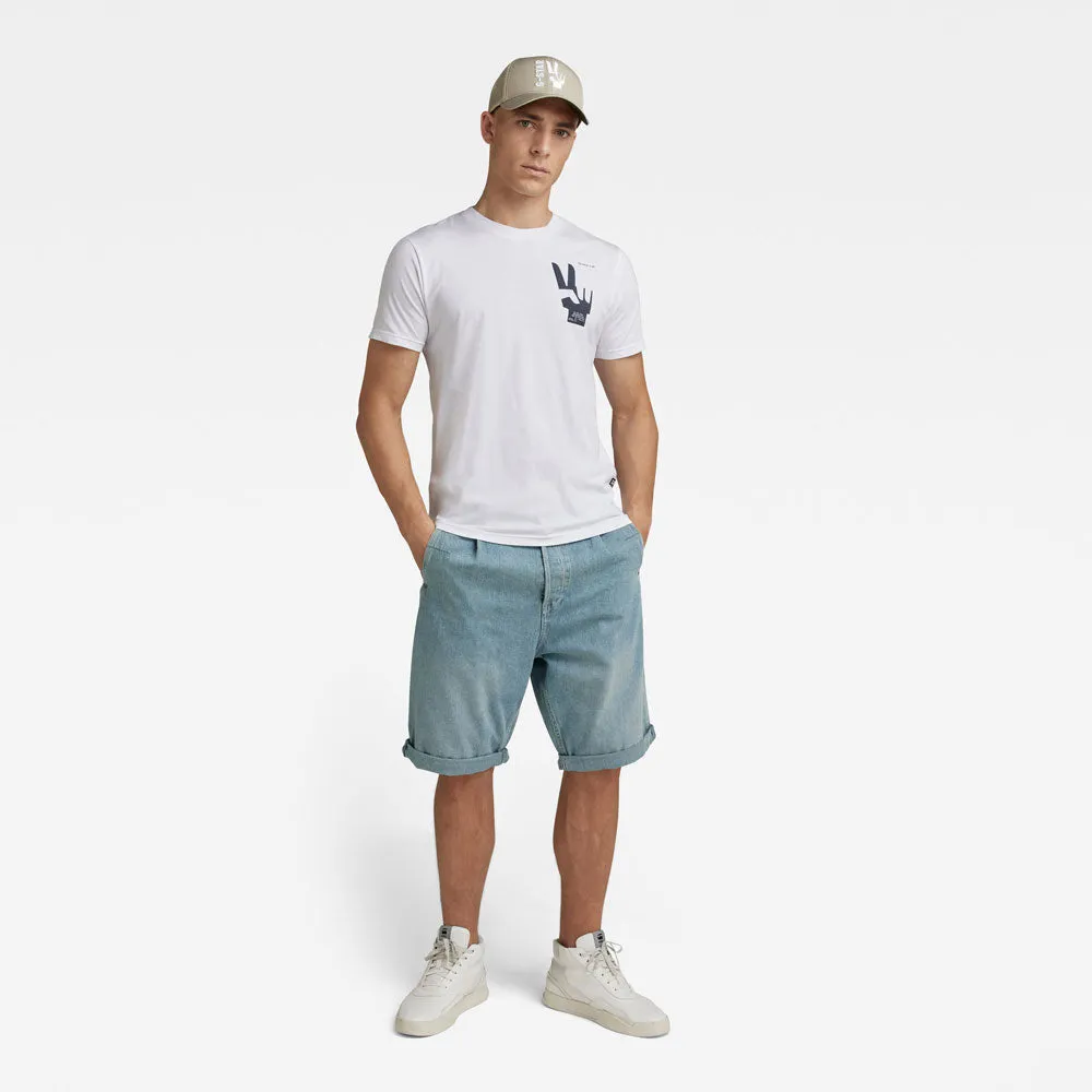 Multi Shield Back Graphic Cotton T-Shirt - White