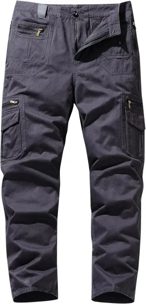 Muscularfit Black Cargo Pants for Men Outdoor Fashion Cotton Multi Pockets Tactical Trousers Comfort Stretch Sweatpants 2023