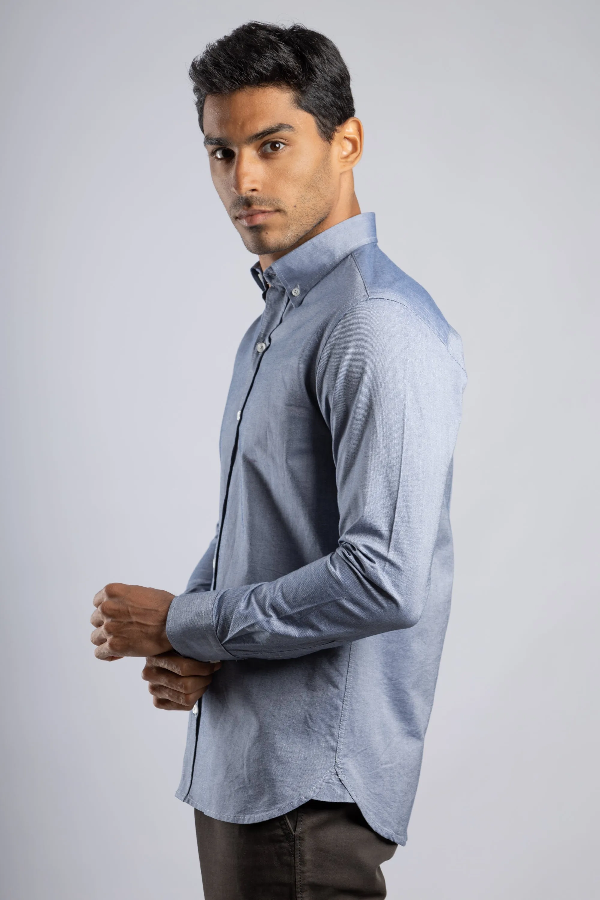 Navy Plain Oxford Shirt