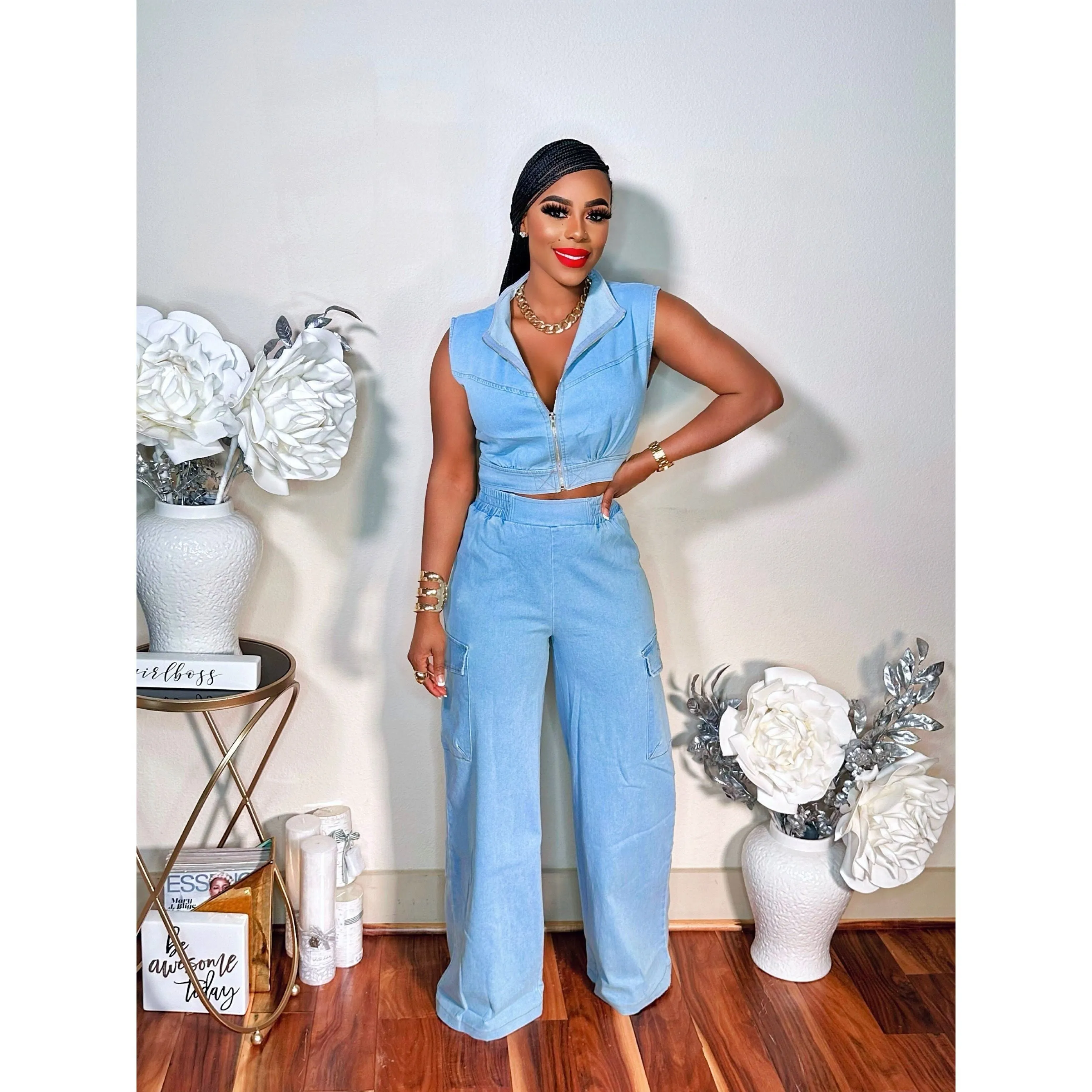 ON TO THE NEXT DENIM PANTS SET