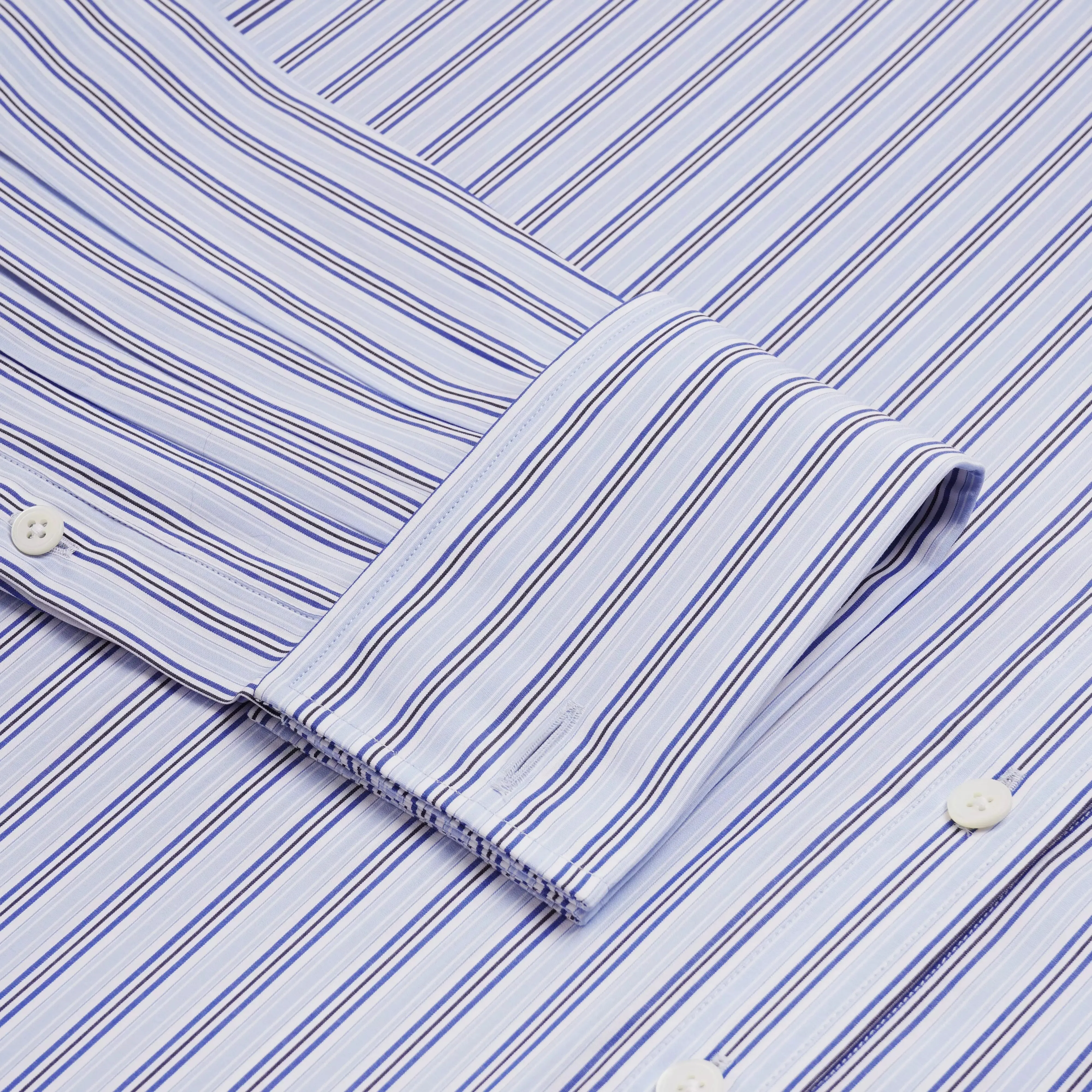 Pale Blue & White Classic Fit French Cuff Berkeley Stripe Dress Shirt