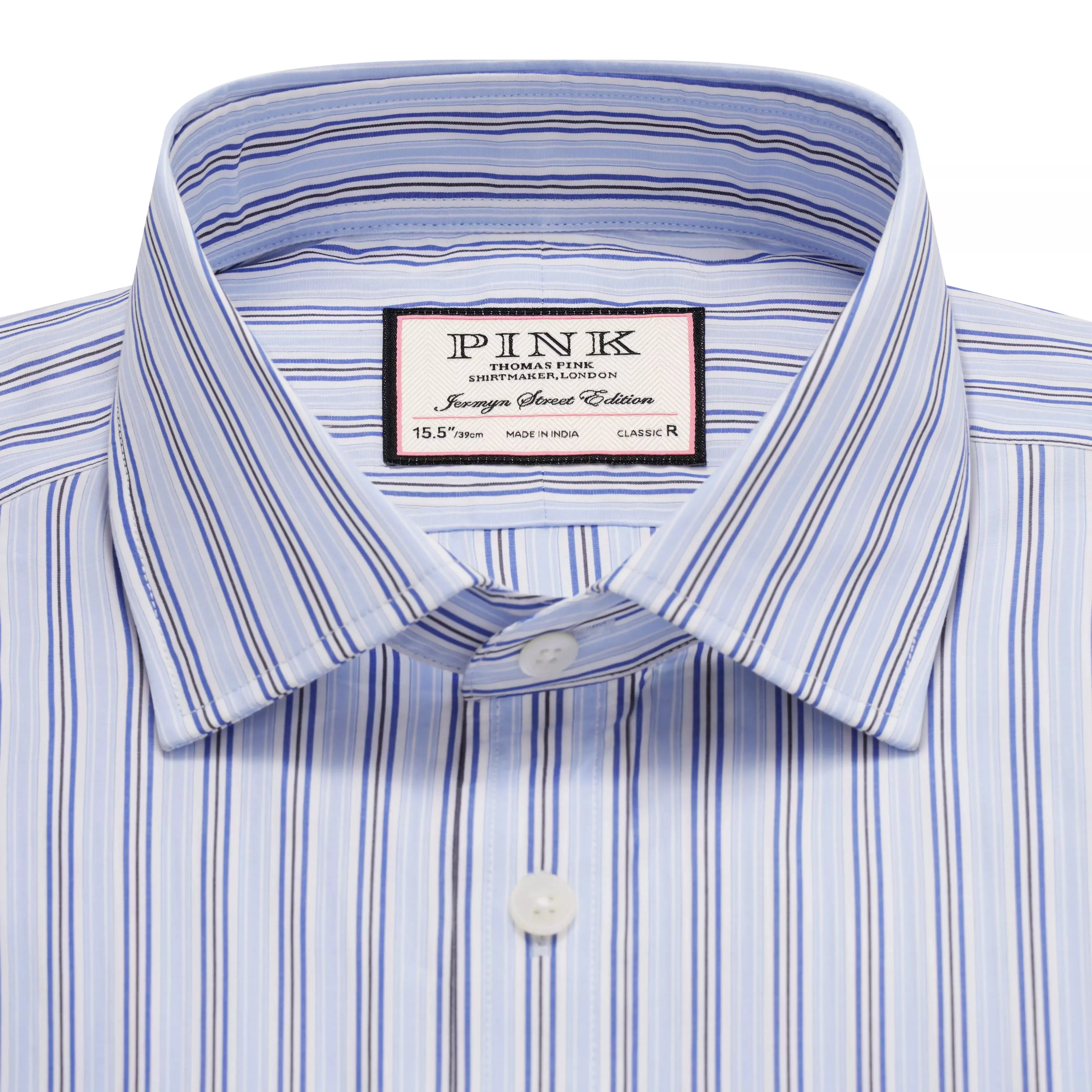 Pale Blue & White Classic Fit French Cuff Berkeley Stripe Dress Shirt