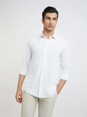 Park Avenue Men Grey Printed Slim Fit Polyester Blend Formal Shirts