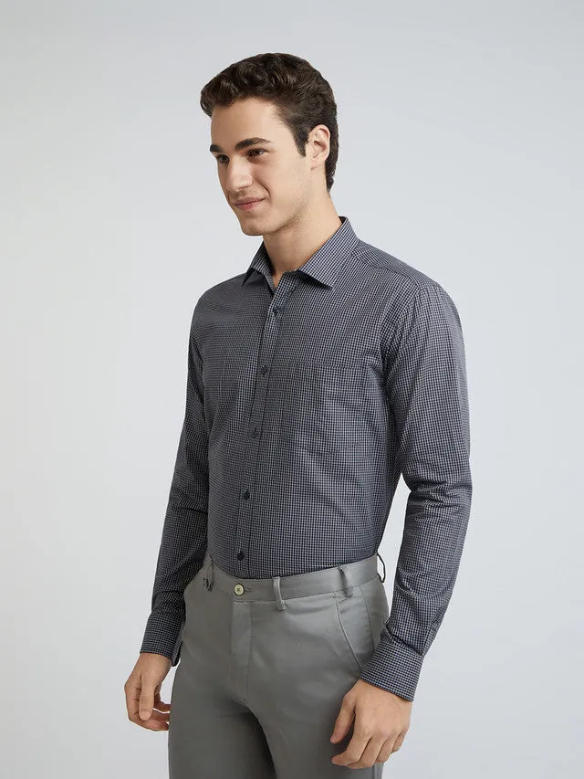 Park Avenue Men Grey Slim Fit Checks Cotton Shirts