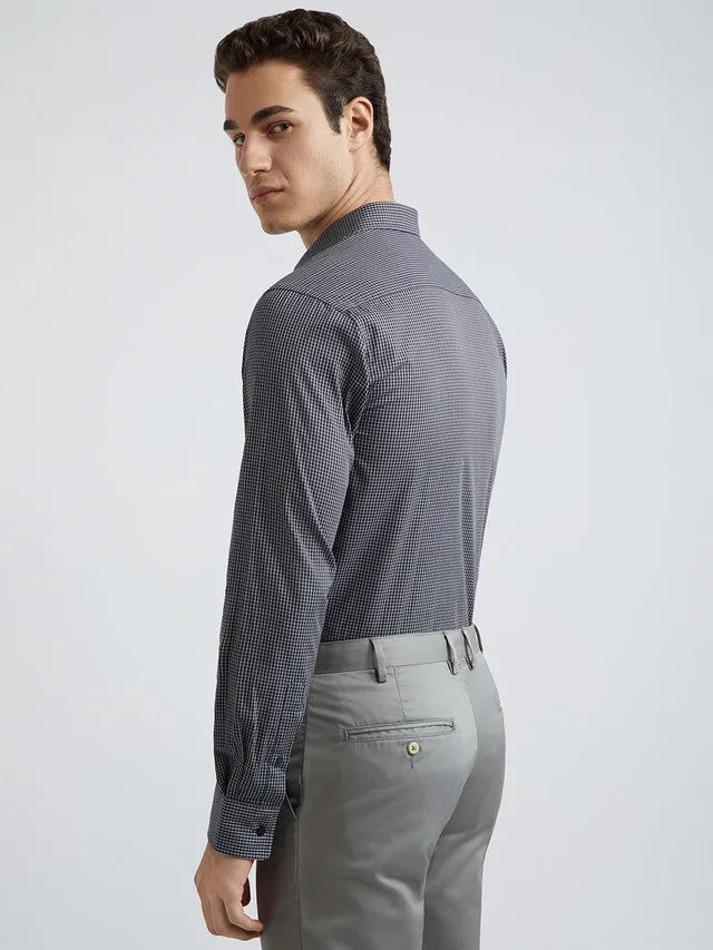 Park Avenue Men Grey Slim Fit Checks Cotton Shirts