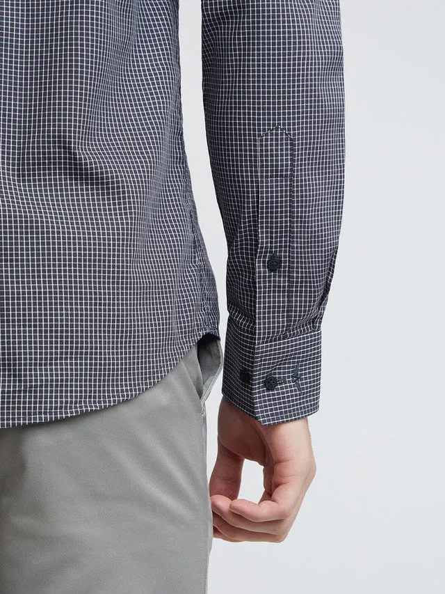 Park Avenue Men Grey Slim Fit Checks Cotton Shirts