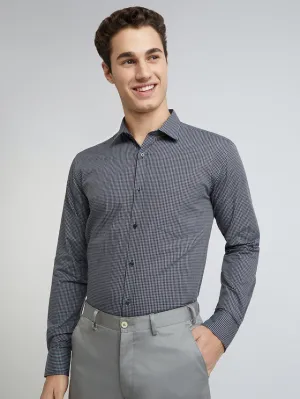 Park Avenue Men Grey Slim Fit Checks Cotton Shirts
