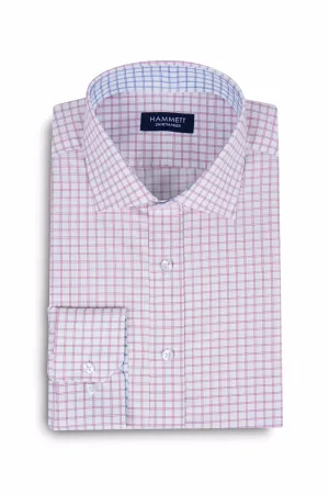 Pink Fine Twill Grid Check Formal Men's Shirt
