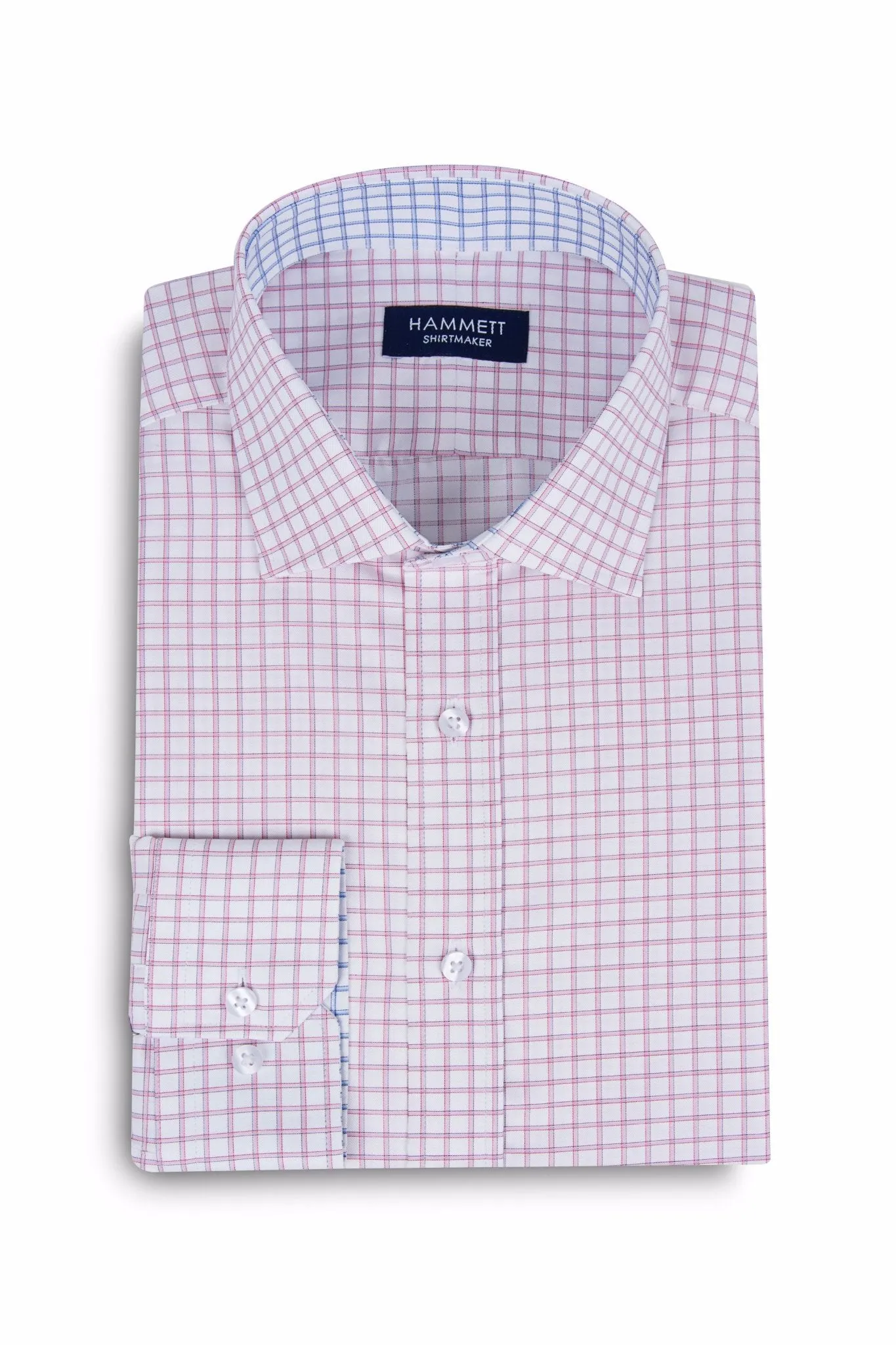 Pink Fine Twill Grid Check Formal Men's Shirt