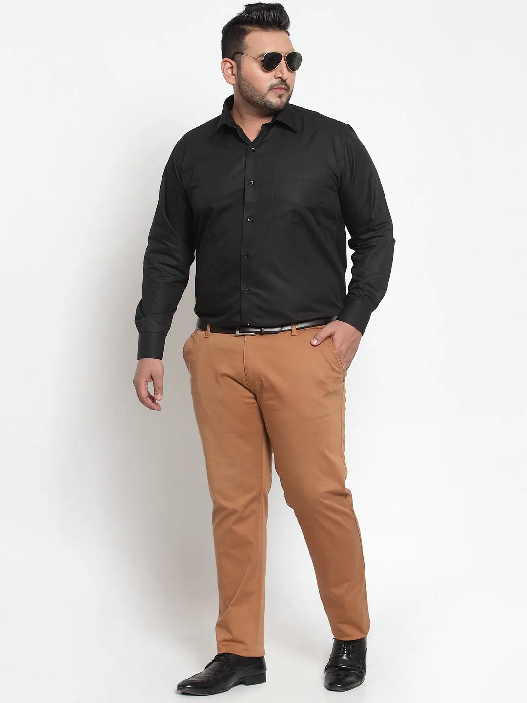plusS Men Black Formal Shirt