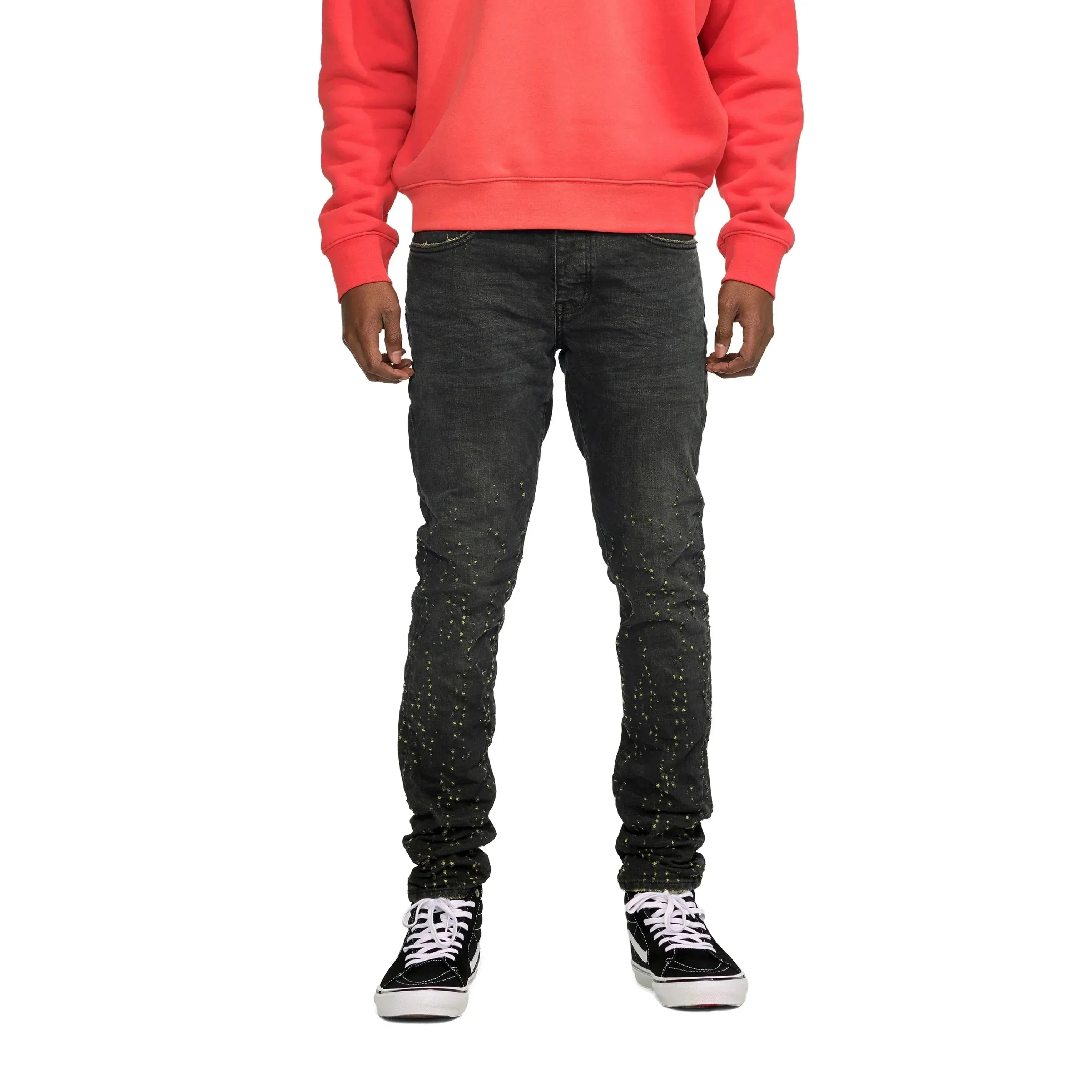 Purple Brand P001 Yellow Color Weft Buckshot Jean