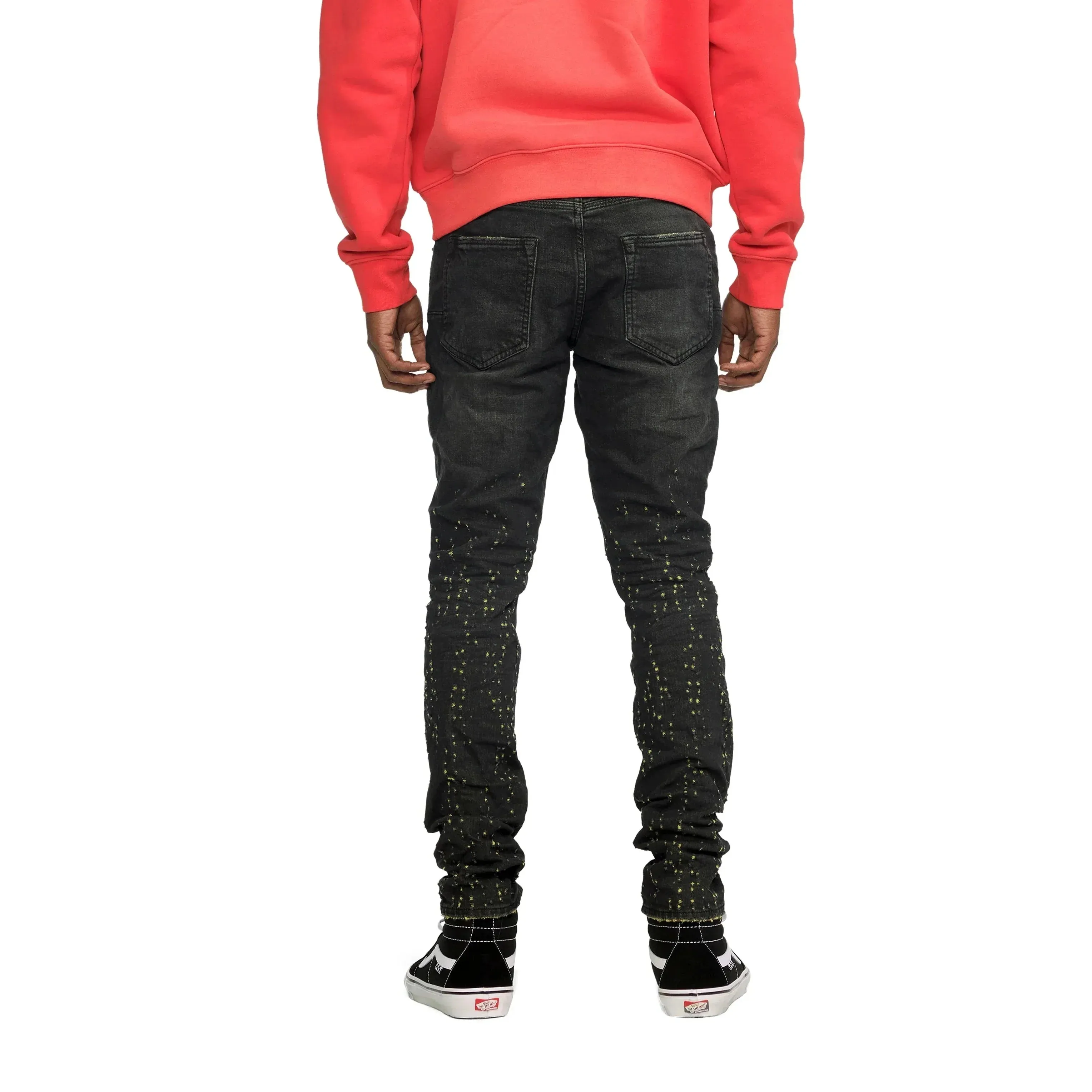Purple Brand P001 Yellow Color Weft Buckshot Jean