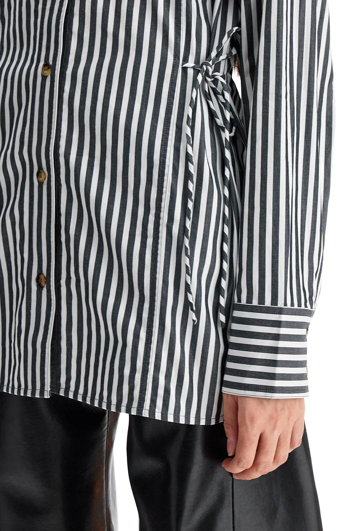 "oversized striped W0096 BLACK