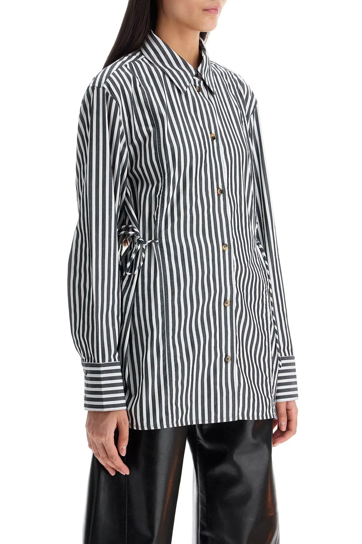 "oversized striped W0096 BLACK