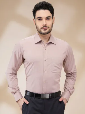 Raymond Men Brown Solid Contemporary Fit Cotton Formal Shirts