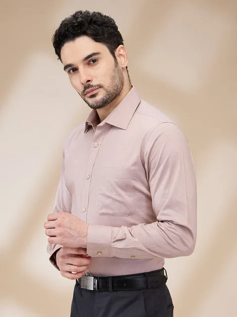 Raymond Men Brown Solid Contemporary Fit Cotton Formal Shirts