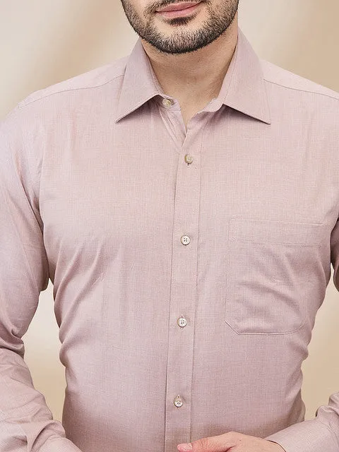 Raymond Men Brown Solid Contemporary Fit Cotton Formal Shirts