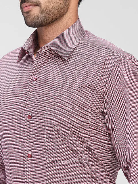 Raymond Men Maroon Printed Regular Fit Cotton Blend Formal Shirts