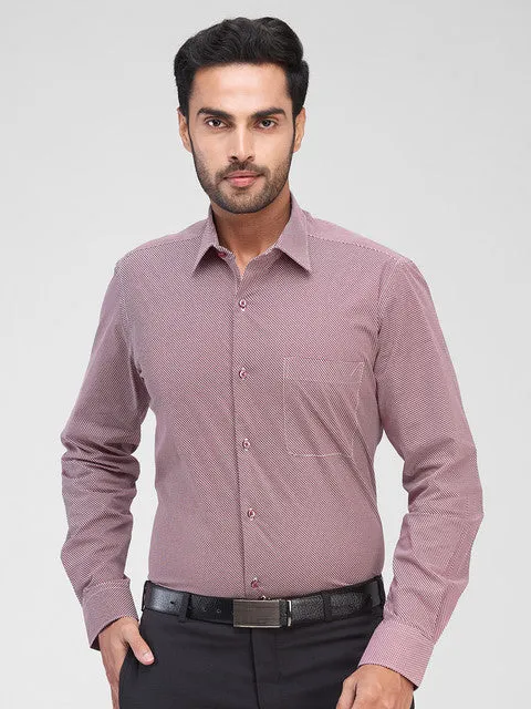 Raymond Men Maroon Printed Regular Fit Cotton Blend Formal Shirts