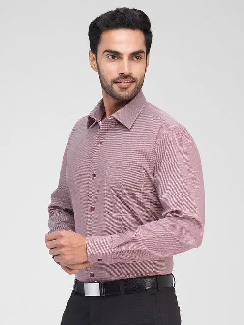 Raymond Men Maroon Printed Regular Fit Cotton Blend Formal Shirts