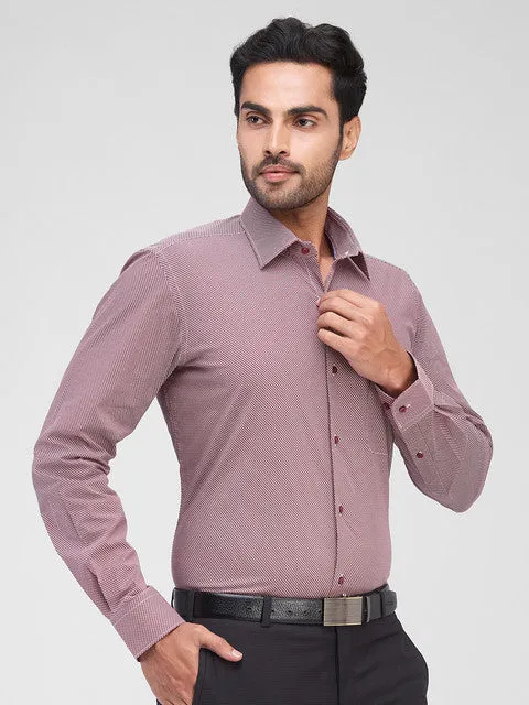 Raymond Men Maroon Printed Regular Fit Cotton Blend Formal Shirts