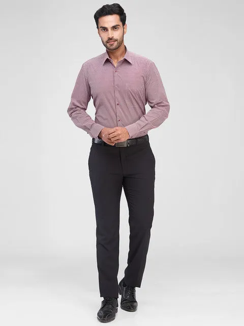 Raymond Men Maroon Printed Regular Fit Cotton Blend Formal Shirts
