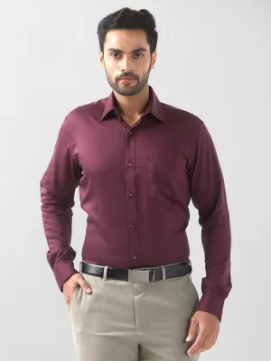 Raymond Men Maroon Solid Contemporary Fit Cotton Wrinkle Free Formal Shirt
