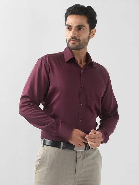 Raymond Men Maroon Solid Contemporary Fit Cotton Wrinkle Free Formal Shirt