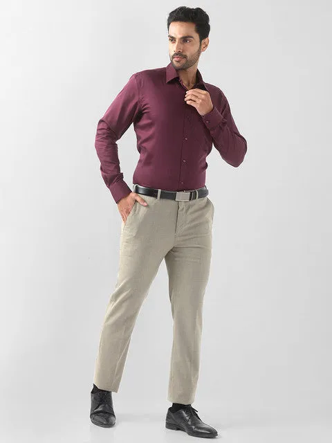 Raymond Men Maroon Solid Contemporary Fit Cotton Wrinkle Free Formal Shirt