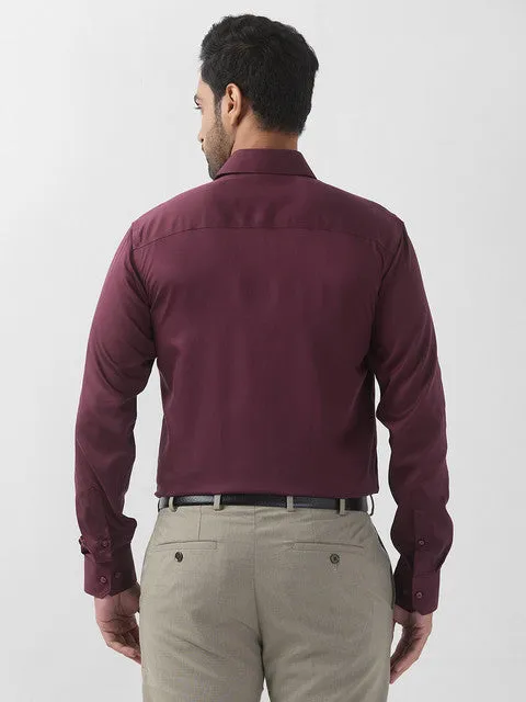 Raymond Men Maroon Solid Contemporary Fit Cotton Wrinkle Free Formal Shirt