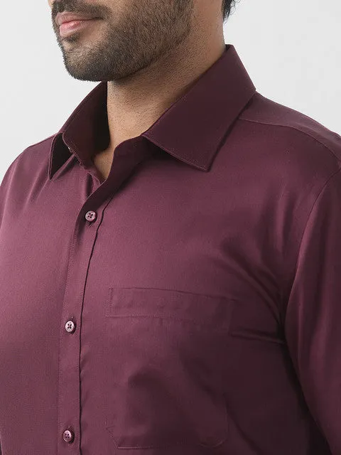 Raymond Men Maroon Solid Contemporary Fit Cotton Wrinkle Free Formal Shirt