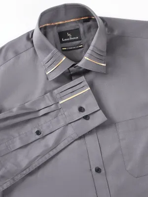 Regular Fit Solid Grey Shirt For Men