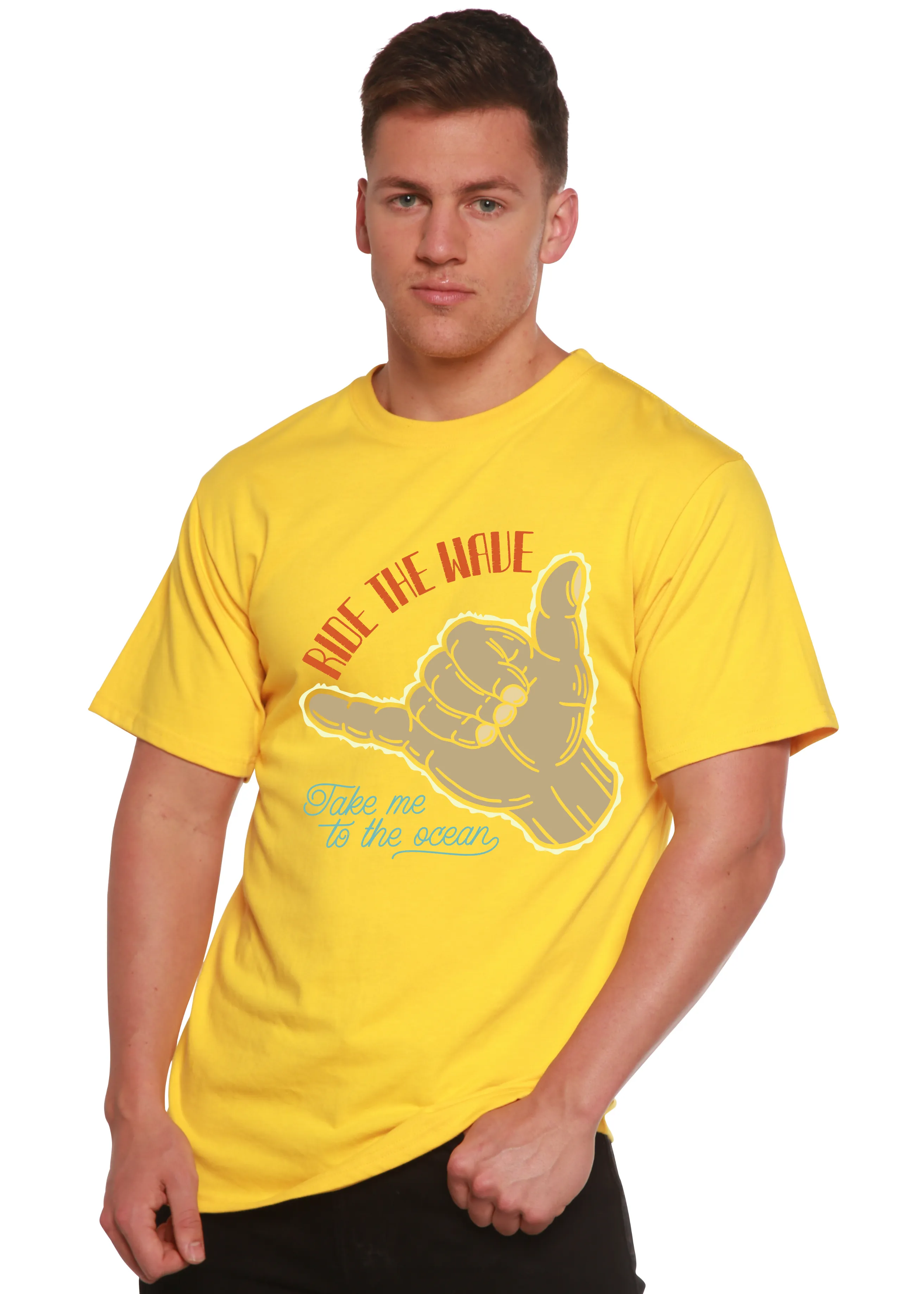 Ride The Wave Men's Bamboo Viscose/Organic Cotton Short Sleeve Graphic T-Shirt